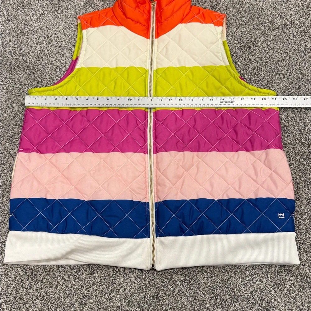 Crown & Ivy Multicolor Striped Colorblock Women’s Quilted Outdoor Vest Size XXL